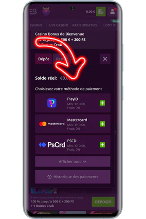 Formulaire dépôt avec bonus