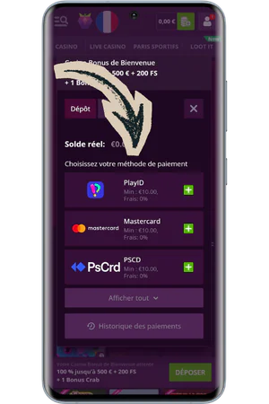 Formulaire dépôt activation bonus bienvenue