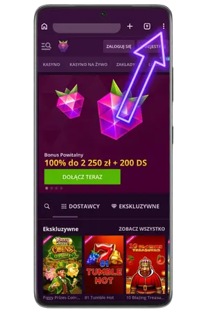Aby dodać Malina casino aplikacja, przejdź na oficjalną stronę kasyna