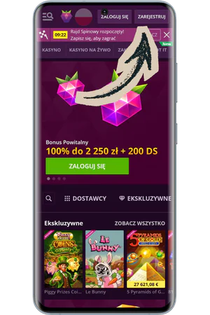 Oficjalna strona przycisk rejestracji Malina Casino